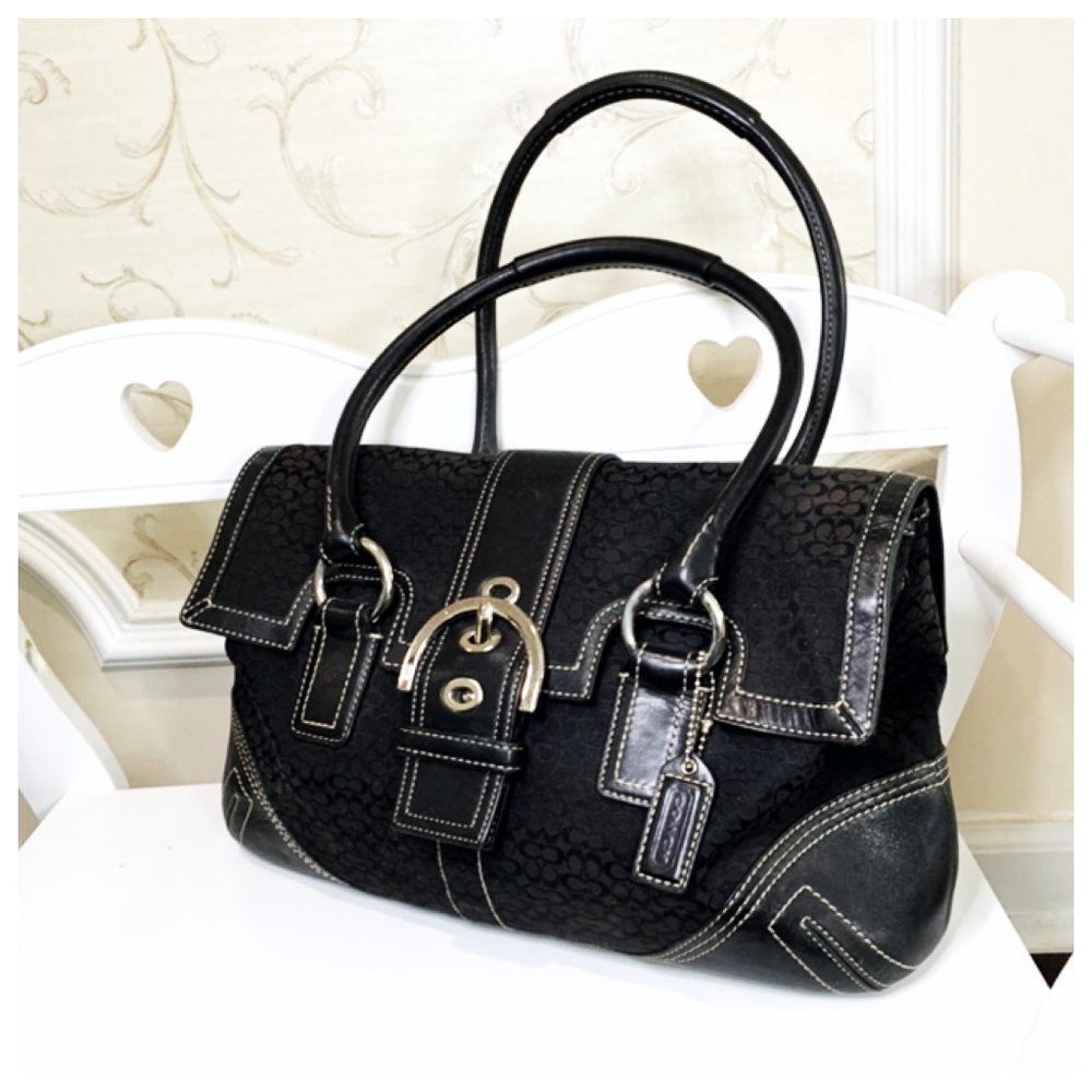 Coach Sig Black Hampton Soho leather tote satchel